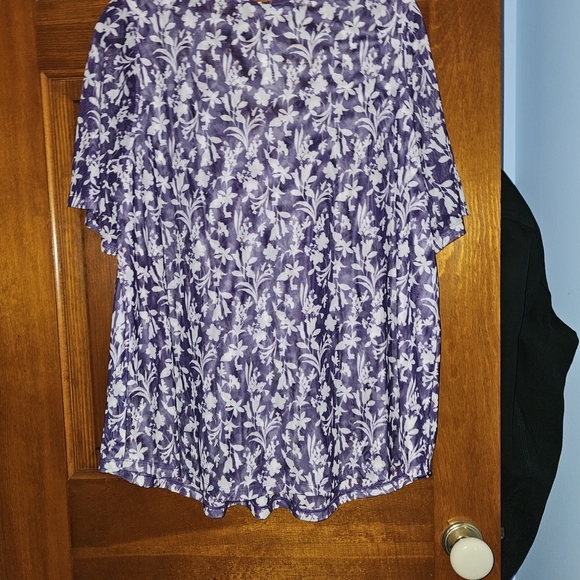 Lane Bryant Purple Floral Blouse - Picture 3 of 3